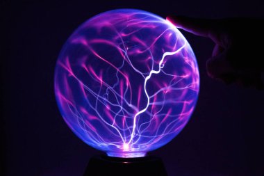 Electricity fire-ball. Abstract photo of electric waves. Static electricity - Stock Image clipart