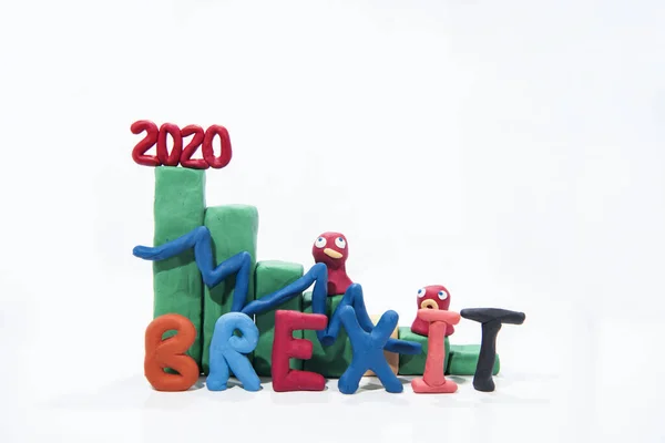 Brexit Graph feito de Play Clay. Composição abstrata. Valor das moedas após o Brexit . — Fotografia de Stock