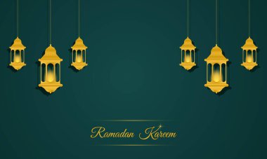  Ramazan Kareem. İslam geçmişi. Ramazan 'da İslami bayram davetiyeleri. Hilal şeklinde altın şablonlar. Lüks tasarım. Vektör illüstrasyonu.