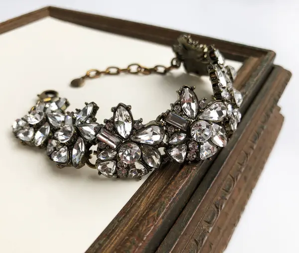 Jewelry Bracelet Diamonds White Background Close — Stock Photo, Image