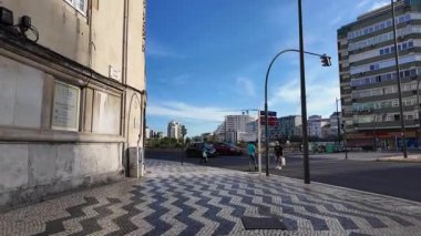 Summer POV Lisbon street photo with architecture lifestyle European tourism