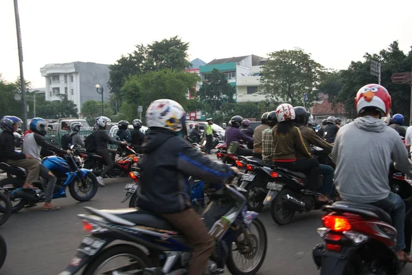 Gek Krankzinnige Verkeer Van Jakarta Indonesië — Stockfoto