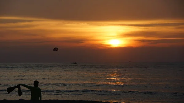 Sunset Scene Batu Ferringhi Beach Penang — Stock Photo, Image