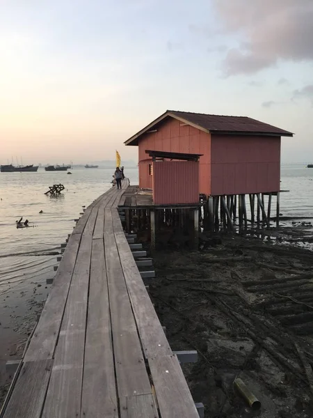 Scenic view during sunrise at Tan Clan Jetty in George Town, Penang