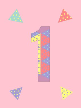 Polka noktalı üçgenlerin renkli ve soyut bir grafiği.