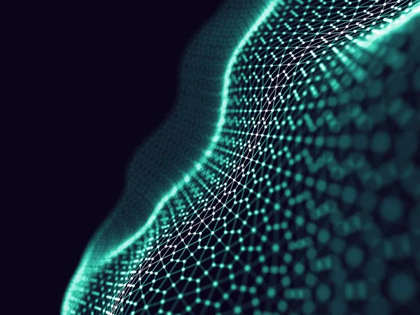 コンピュータ幾何学的デジタル接続構造 ビジネス インテリジェンス技術の背景 バイナリコードアルゴリズムの深層学習 抽象3Dレンダリング 人工知能 — ストック写真