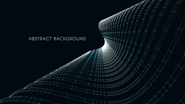 Soyut Vektör illüstrasyonu. İş sunumu için 3 boyutlu soyut gelecek tasarımı. Pankart, broşür ve poster için 3 boyutlu mimari arka plan. Yapay zeka