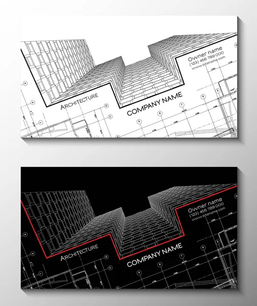 Conjunto vetorial de modernos cartões de visita criativos para arquiteto. fundo arquitetônico 3D para banner, livreto, cartaz . —  Vetores de Stock
