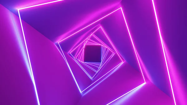 3D renderização Neon luzes de fundo. Fundo de linhas de néon brilhante. Inteligência artificial. Ilustração abstrata — Fotografia de Stock