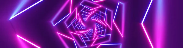 3D renderização Neon luzes de fundo. Fundo de linhas de néon brilhante. Inteligência artificial. Ilustração abstrata — Fotografia de Stock