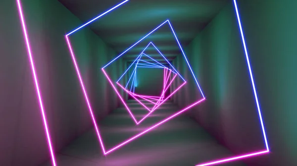 Rendering 3D Luci al neon sfondo. Luminoso sfondo linee al neon. Intelligenza artificiale. Illustrazione astratta — Foto Stock
