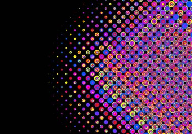Gradyan yarı ton arka plan nokta. Vektör illüstrasyon. Tasarım için Piksel Doku. Renk daireleri