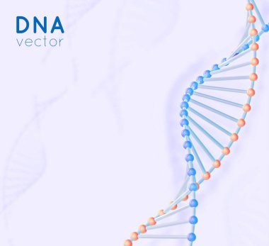 Gerçekçi metal vektör DNA yapısı sarmalı, bulanık arkaplanda spiral. Tıp bilimi, kimya biyolojisi, genetik biyoteknoloji. Corona virüsü
