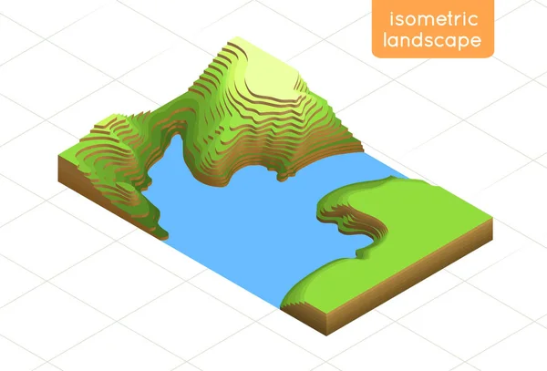 3D等距图 顶点相变 五彩斑斓的平坦风景 导航和商业背景 地形图矢量图解孤立 城市地图 游戏图标 — 图库矢量图片