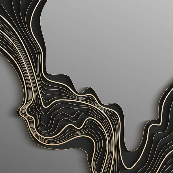 Topoğrafya haritası. Kopyanız için uzayda vektör soyut topografik harita kavramı. Siyah beyaz dalga. Soyut kağıt kesiği. Soyut renkli dalgalar. Dalgalı pankartlar. Renkli geometrik biçim.