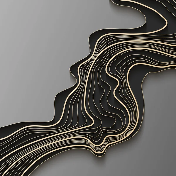 Topoğrafya haritası. Kopyanız için uzayda vektör soyut topografik harita kavramı. Siyah beyaz dalga. Soyut kağıt kesiği. Soyut renkli dalgalar. Dalgalı pankartlar. Renkli geometrik biçim.