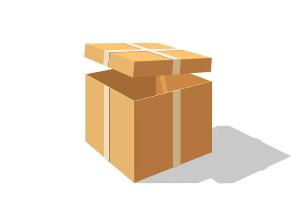 Kutuyu Perspektif Görünümünde Karton Hediye Kutusu Teslimat Paketi Kutuyu — Stok Vektör