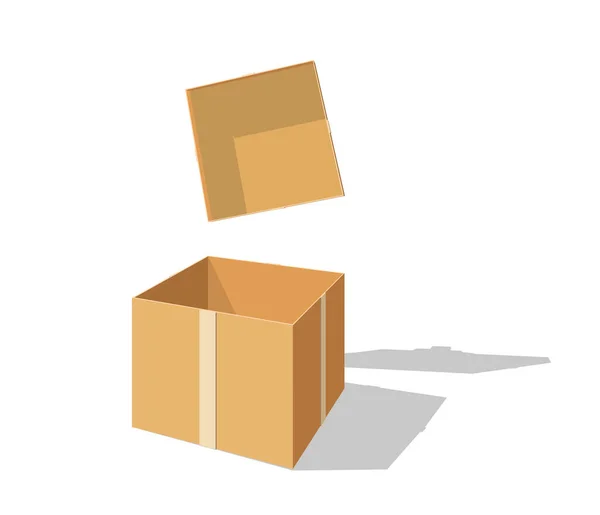 パースビューでボックスを開きます カートンギフトボックス配送パッケージ オープンボックス — ストックベクタ