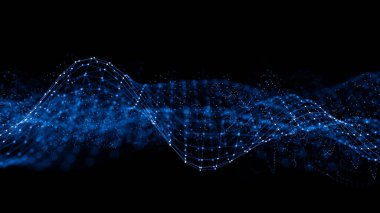 Soyut 3D biçimlendirme fütüristik çizgiler. Bilgisayar geometrik dijital bağlantı yapısı. Gelecekçi siyah soyut şebeke. Parçalı pleksus. Yapay zeka