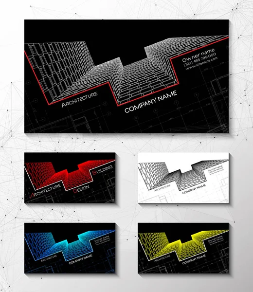 Vektor Set Moderner Kreativer Visitenkarten Für Architekten Architekturhintergrund Für Banner — Stockvektor