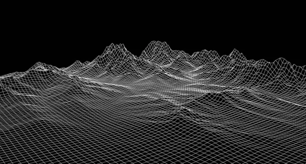 Fond Vectoriel Rétro Futuriste Paysage Numérique Abstrait Avec Des Particules — Image vectorielle