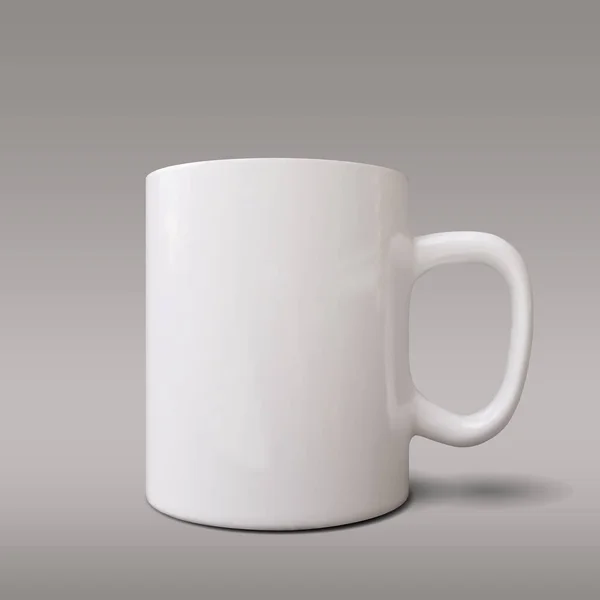 Taza Blanca Realista Aislada Sobre Fondo Gris Plantilla Vectorial Para — Archivo Imágenes Vectoriales