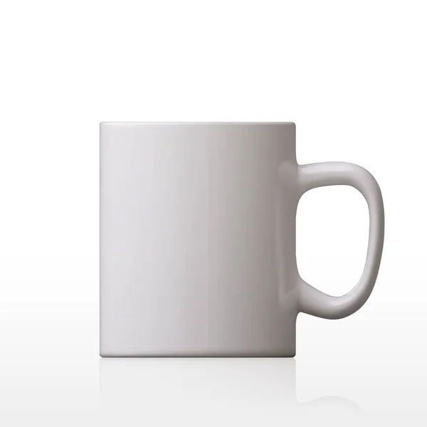 灰色の背景に隔離された現実的な白いカップ Mock Upのベクトルテンプレート ベクターイラスト ベクターイラスト — ストックベクタ