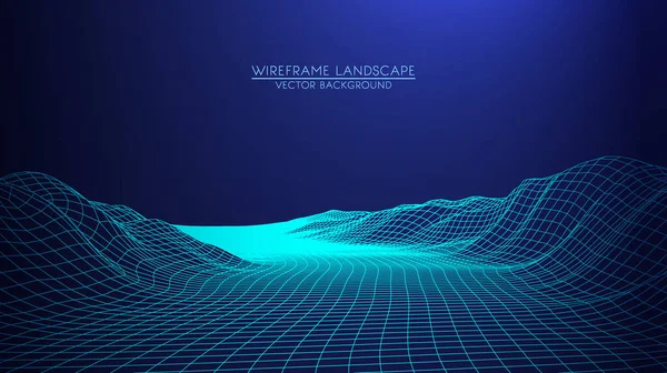 Vector Retro Fundo Futurista Paisagem Digital Abstrata Com Partículas Pontos — Vetor de Stock