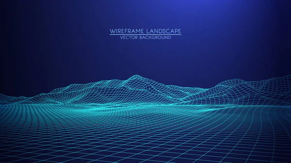 Vector Retro Fundo Futurista Paisagem Digital Abstrata Com Partículas Pontos — Vetor de Stock