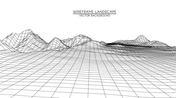 Fond Vectoriel Rétro Futuriste Paysage Numérique Abstrait Avec Des Particules — Image vectorielle