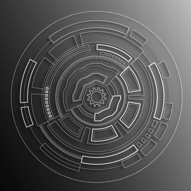 Çemberli dişli tekerlek. İş sunumu için gelecekçi mekanizma tasarımı. Soyut bir çizgi çiz. Dijital konseptli vektör teknolojisi illüstrasyonu. Yenilik teknolojisi geçmişi