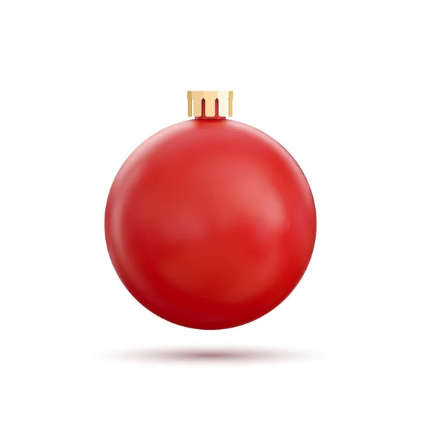 Bola Natal Vermelha Isolada Sobre Fundo Branco Ilustração Vetorial — Vetor de Stock