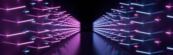 Renderização Neon Luzes Fundo Fundo Linhas Néon Brilhante Inteligência Artificial — Fotografia de Stock