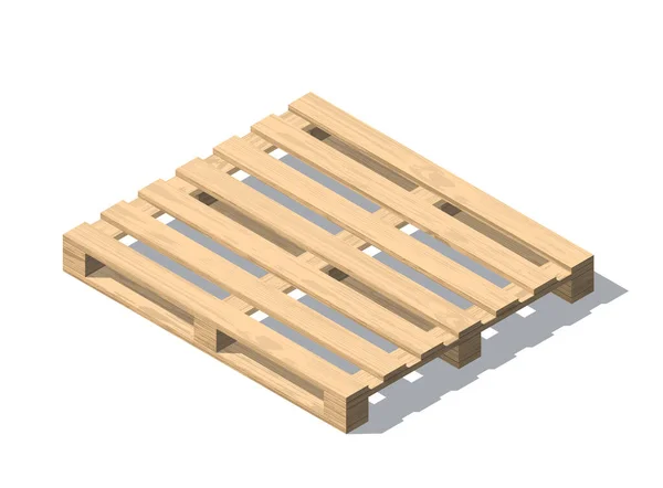 Pallet di legno vettoriale isometrico con ombra. Isolato su sfondo bianco. Struttura del legno — Vettoriale Stock