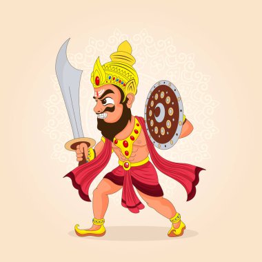 Hindu mitolojisinden güçlü bir Rakshasa karakteri. Eski bir Hint savaşçısının ya da Ramayana gibi destansı hikayelerdeki kötü adamın çizimi..
