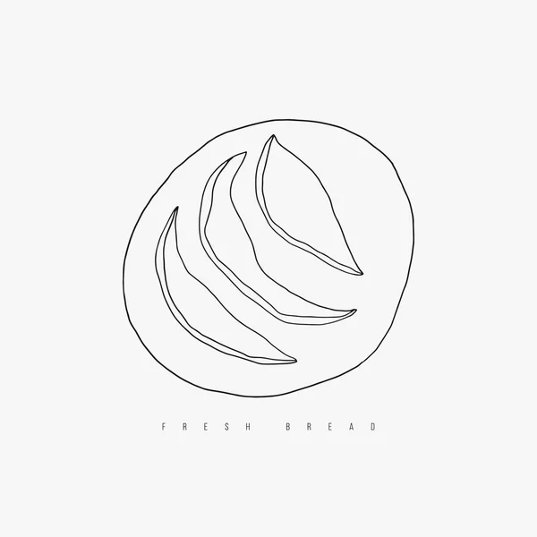 手白い背景の輪郭を描かれた丸いパン パン屋さんのベクトルのロゴ — ストックベクタ