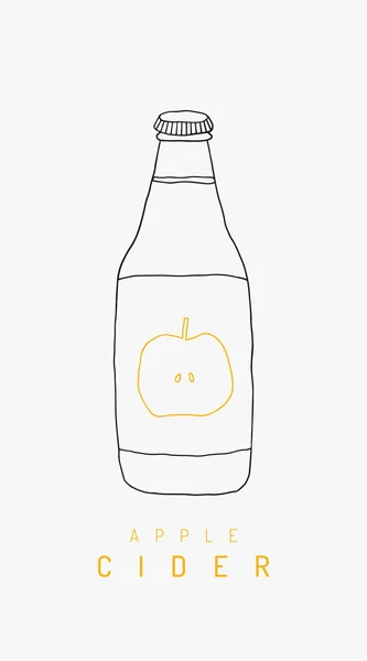 Apple Cider Láhev Perokresby Ručně Kreslené Vektorové Obrysy Bílém Pozadí — Stockový vektor