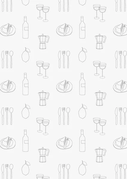 Hand Drawn Cafe Pattern Background Food Drinks Wallpaper — Stock Photo, Image