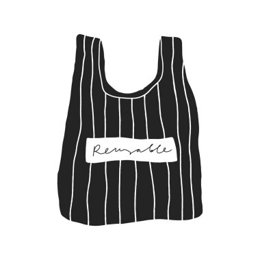 El Beyaz arka plan üzerinde yeniden kullanılabilir bakkal çanta resimde çekilmiş. Daha az plastik kavram kullanmak