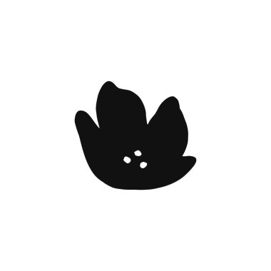 Basit, düz, soyut çiçek logosu. Beyaz arkaplanda çiçek şekilli element