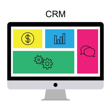 CRM müşteri ilişkileri yönetimi kavramı düz vektör çizim.