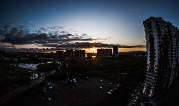 Solnedgång Floden Utsikt Från Stranden — Stockfoto