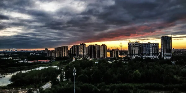 Zonsondergang Rivier Uitzicht Vanaf Oever — Stockfoto