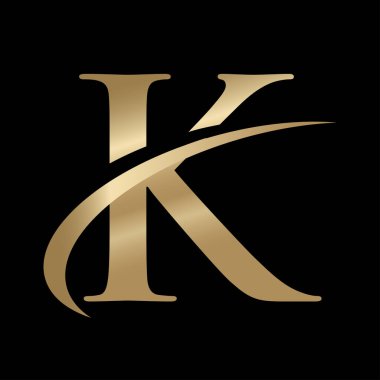 Swoosh Grafikli Altın Hız Harfi K Logosu