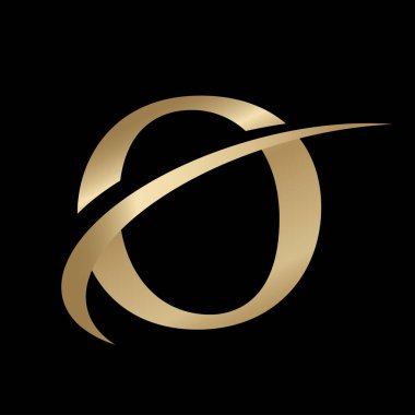Altın kıvrımlı harf O Logo Swoosh Grafik ile