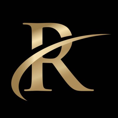 Swoosh Grafikli Altın Hız Harfi R Logosu