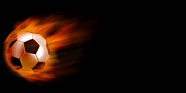 Fußball Flammen Vor Schwarzem Hintergrund — Stockfoto