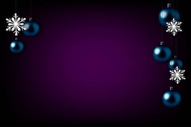 Noel kartı. Yılbaşı ağacı süsleri yakın çekim.