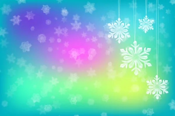 New Year Background Ice Snowflakes Hang Threads — Stock Photo, Image