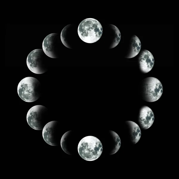 Nasa Cykeln Månen Cirkel Växande Månen — Stockfoto